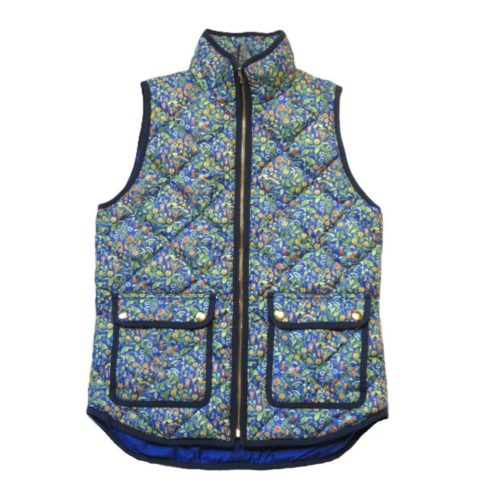 NWT J.Crew Excursion Vest in Catebsy Liberty Floral Bird Down Fill Quilted XS